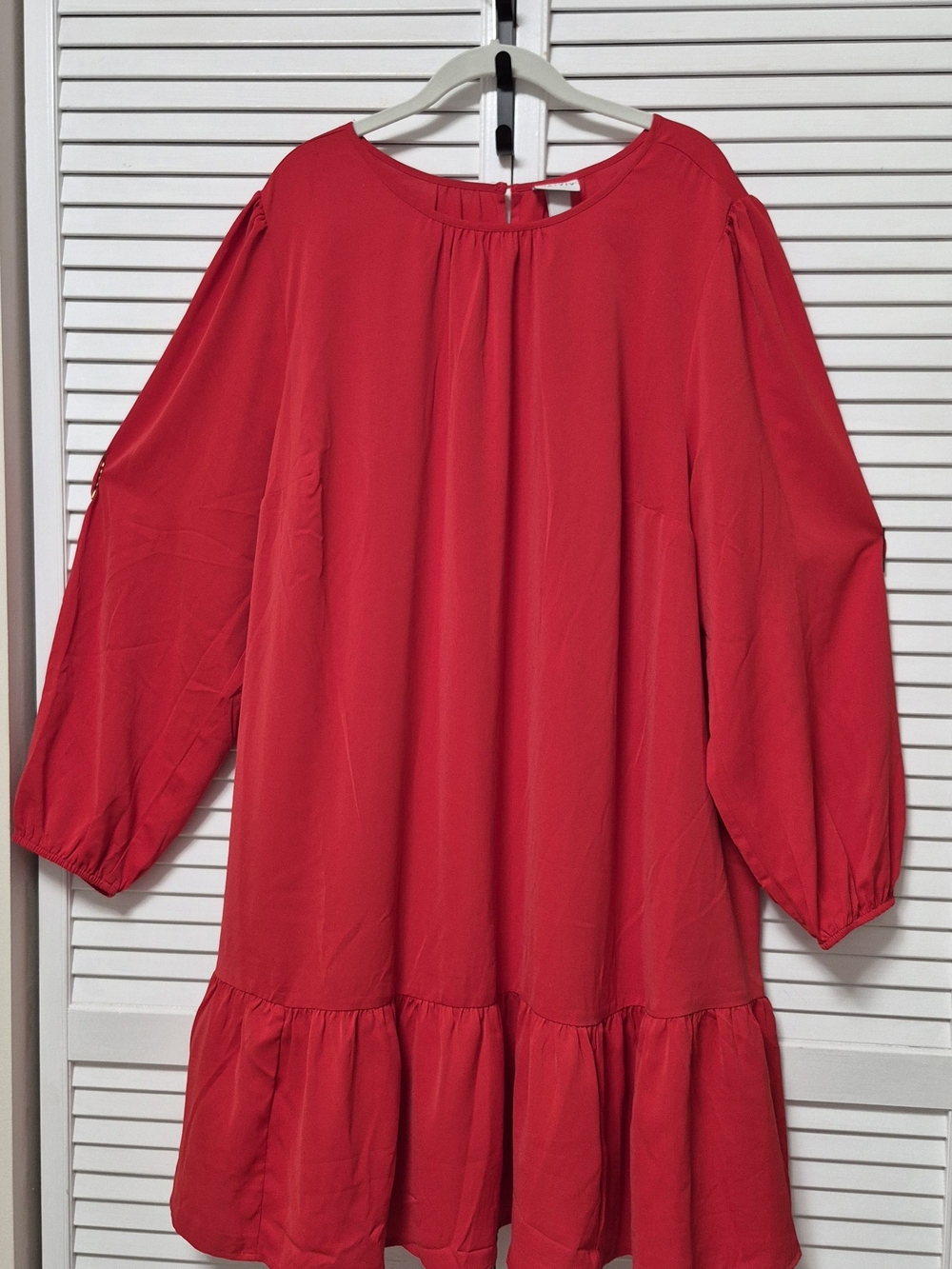 Ava & Viv Vibrant Red Ruffle-Neck Blouse